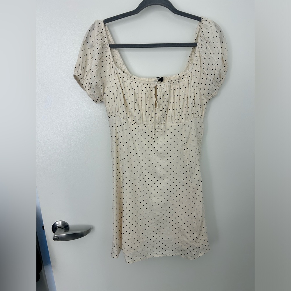 American eagle cream polka dot dress